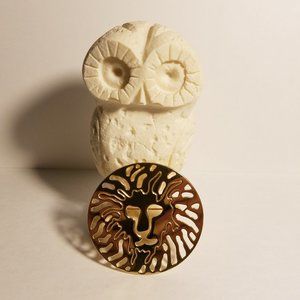 Vintage Anne Klein Gold Tone Lion Head Brooch
